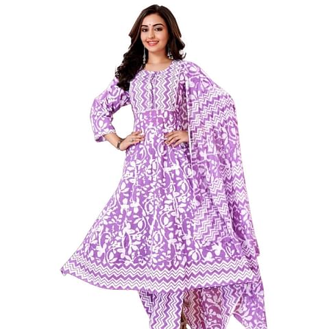 Authenzaa Women 3Pcs Kurti Set SFKST071 Purple