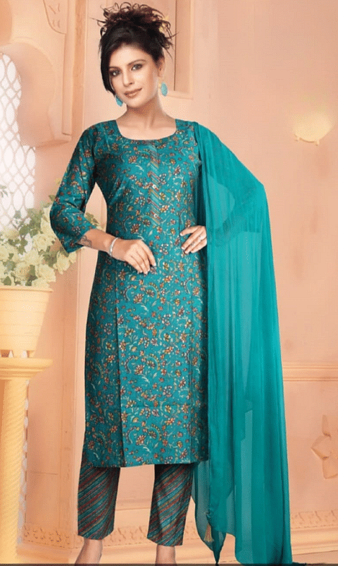 Authenzaa Women 3Pcs Kurti Set SFKST071 Rama
