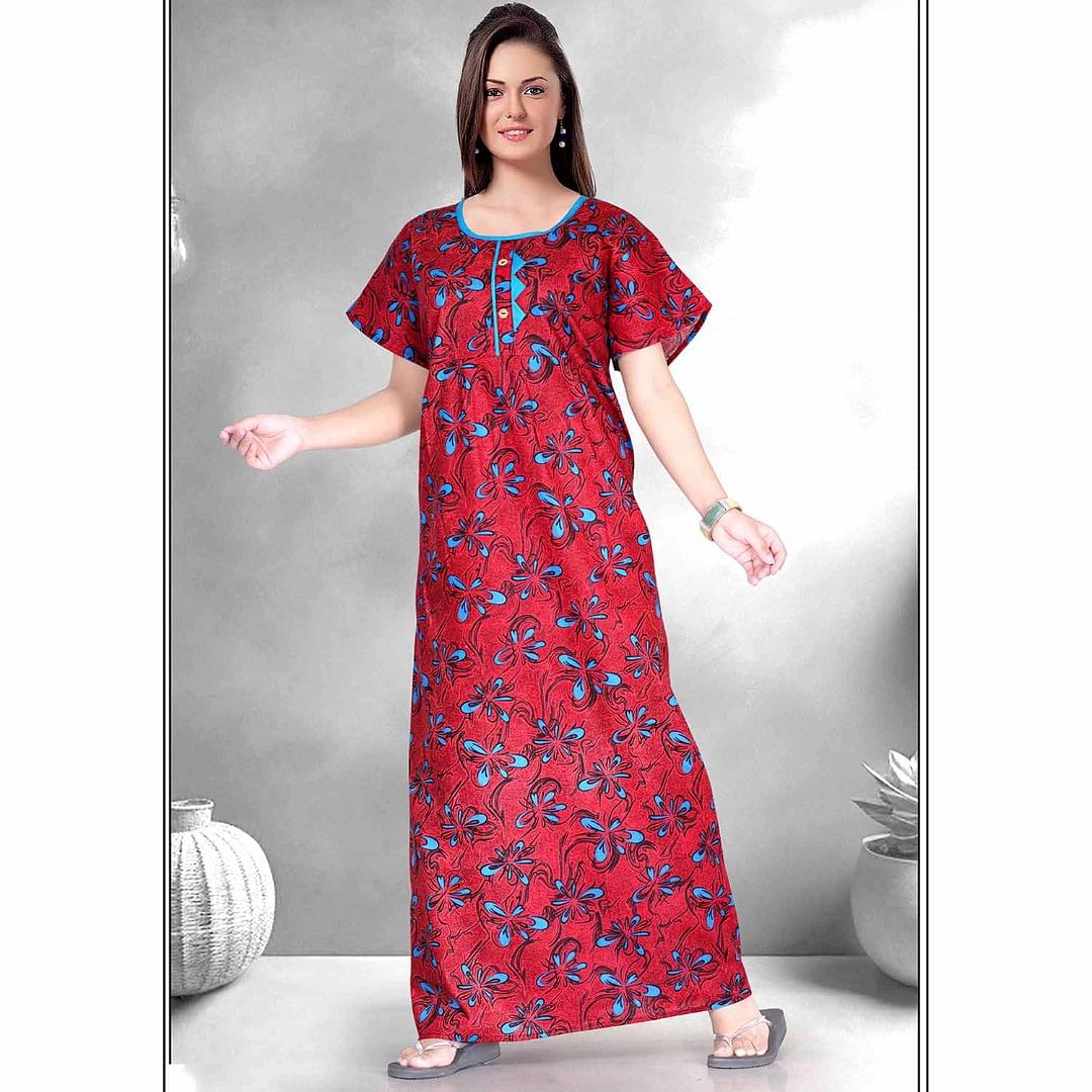 Authenzaa Women Nighty SMWN003 Red