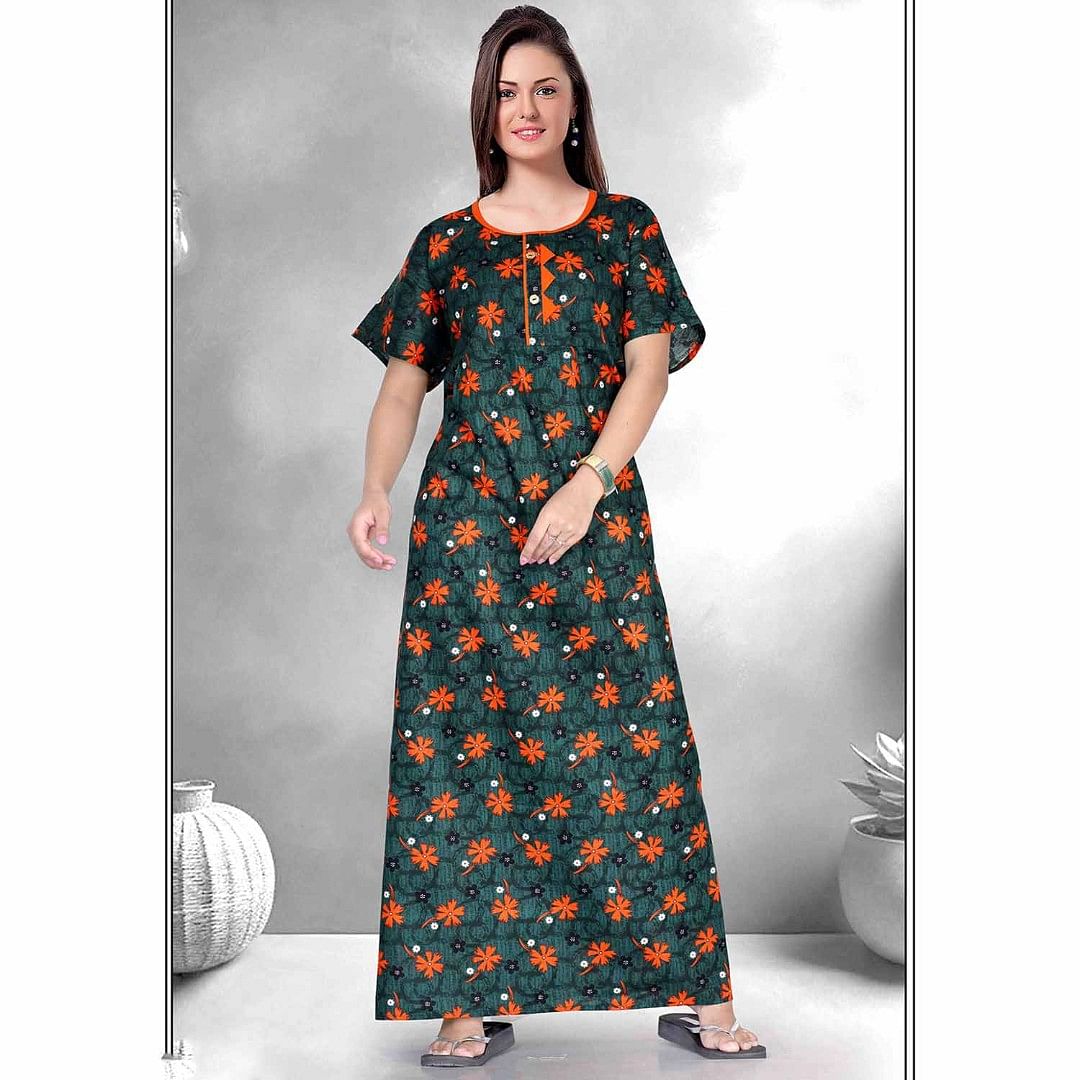 Authenzaa Women Nighty SMWN003 Dark Green