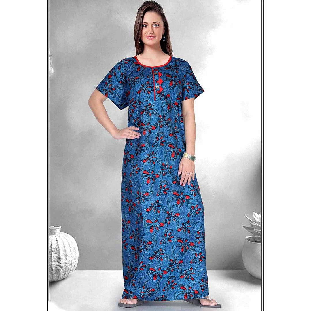 Authenzaa Women Nighty SMWN003 Light Indigo