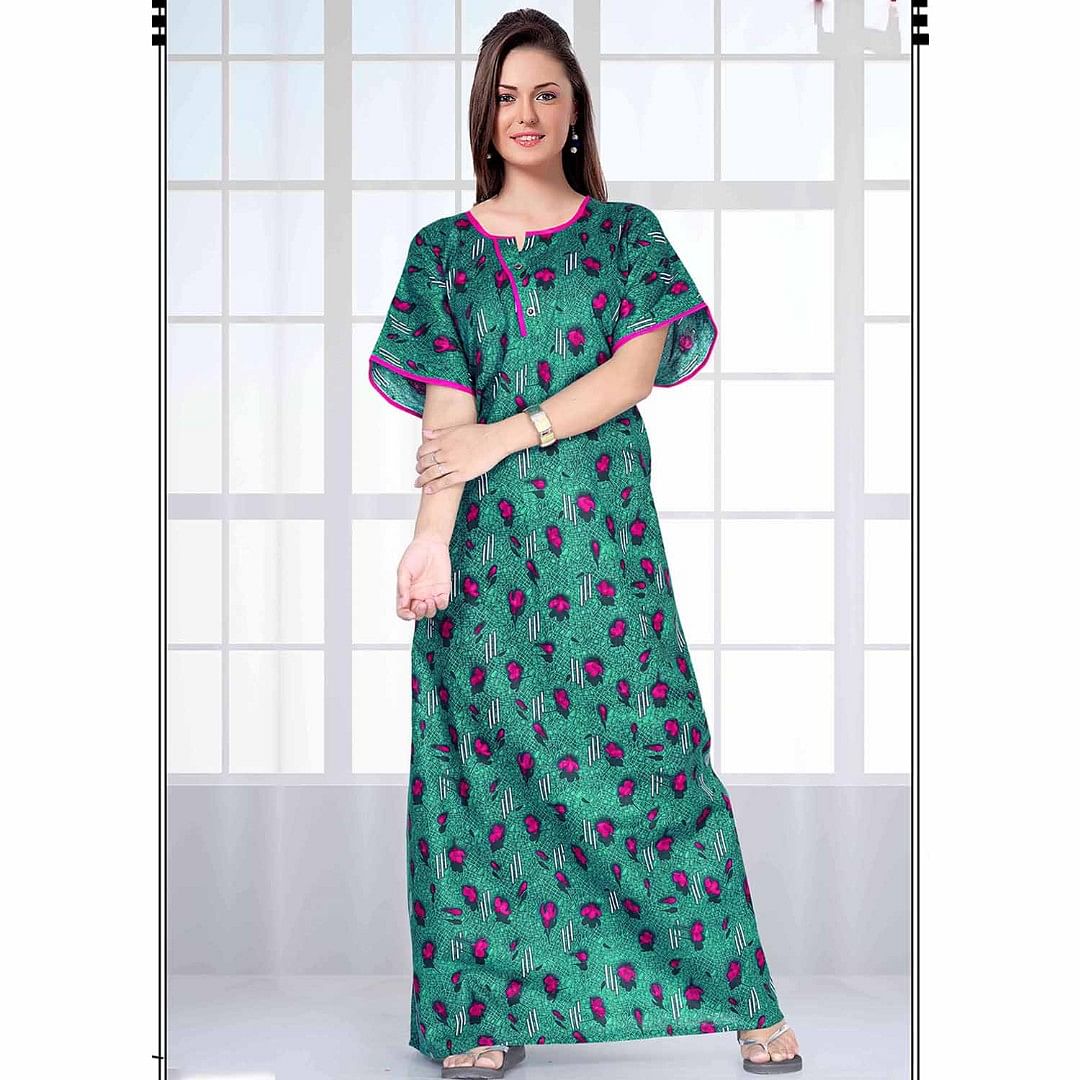 Authenzaa Women Nighty SMWN004 Green