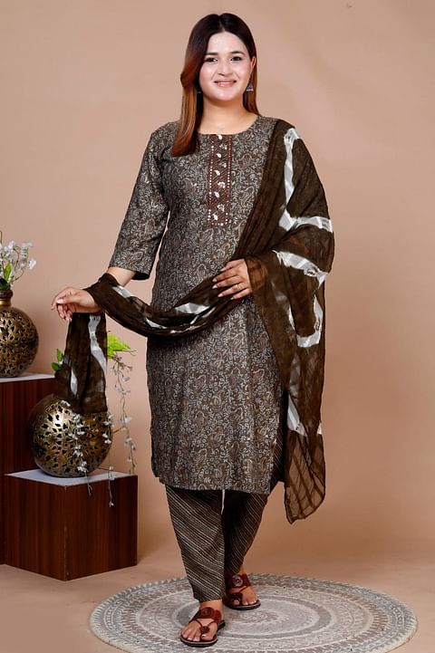 Authenzaa Women 3Pcs Kurti Set SFKST073 Green