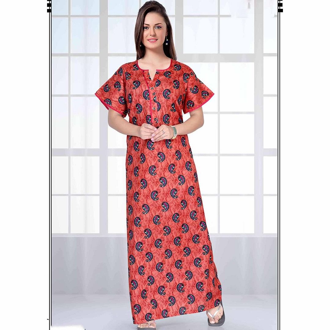 Authenzaa Women Nighty SMWN004 Red