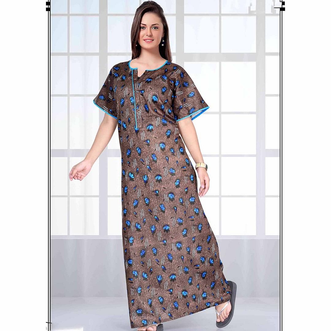 Authenzaa Women Nighty SMWN004 Brown