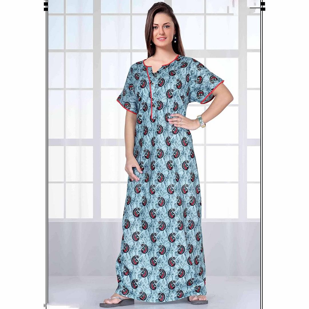 Authenzaa Women Nighty SMWN004 Peacock Green