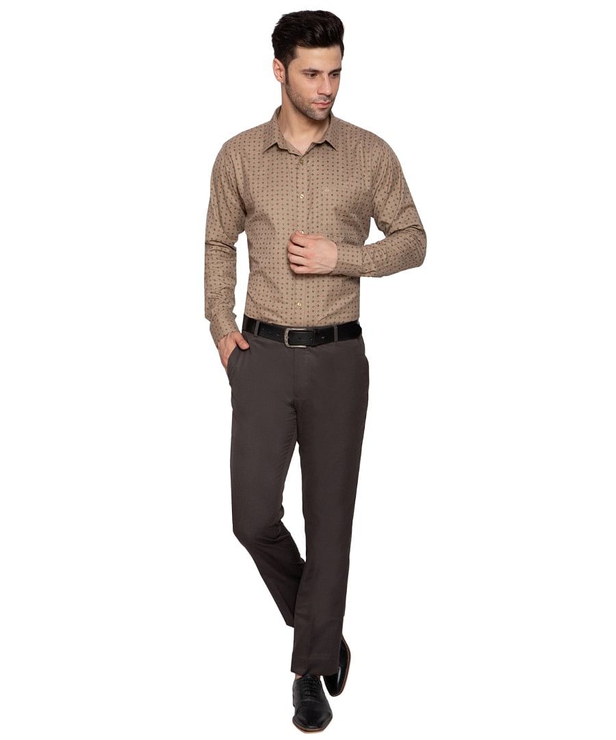 Authenzaa Men Formal Shirt ITFS002 Brown