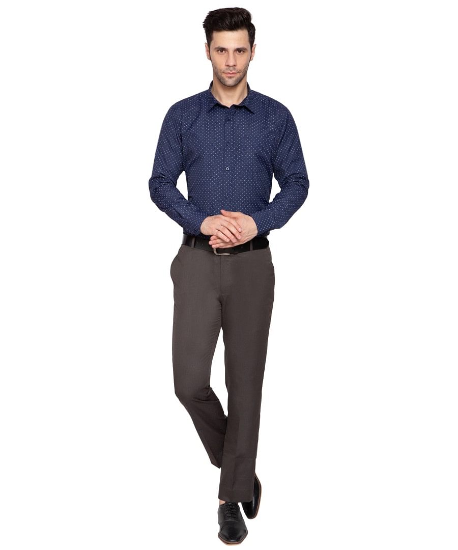 Authenzaa Men Formal Shirt  ITFS002 Navy