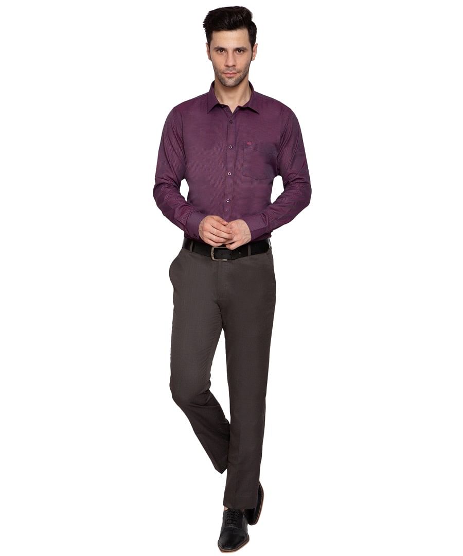 Authenzaa Men  Formal Shirt  ITFS003 Purple Checks