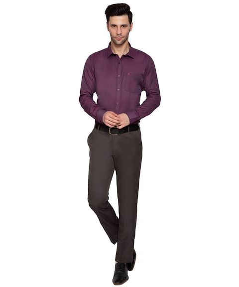 Authenzaa Men  Formal Shirt  ITFS003 Purple Checks