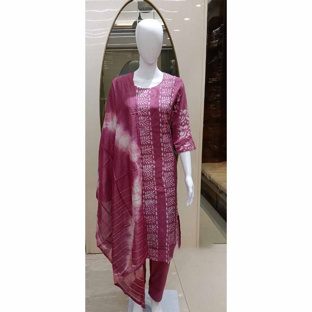 Authenzaa Women 3PC Kurti Set REWKS004 Wine 