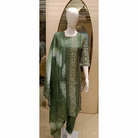Authenzaa Women 3PC Kurti Set REWKS004 Green 