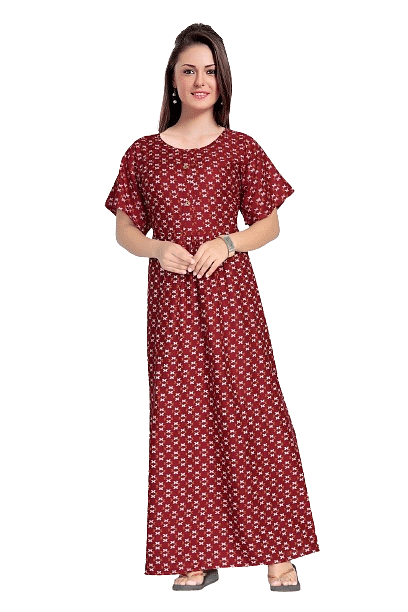 Authenzaa Women Nighty SMWN005 Red 