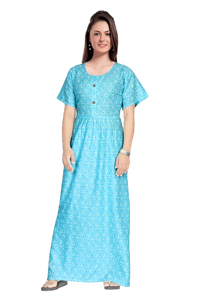 Authenzaa Women Nighty SMWN006 Sky Blue 