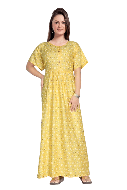 Authenzaa Women Nighty SMWN006 Yellow 