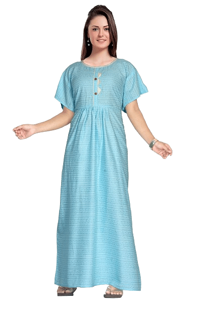 Authenzaa Women Nighty SMWN007 Sky Blue 