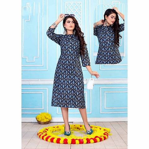 Authenzaa Women Kurti ATKT005 Blue 