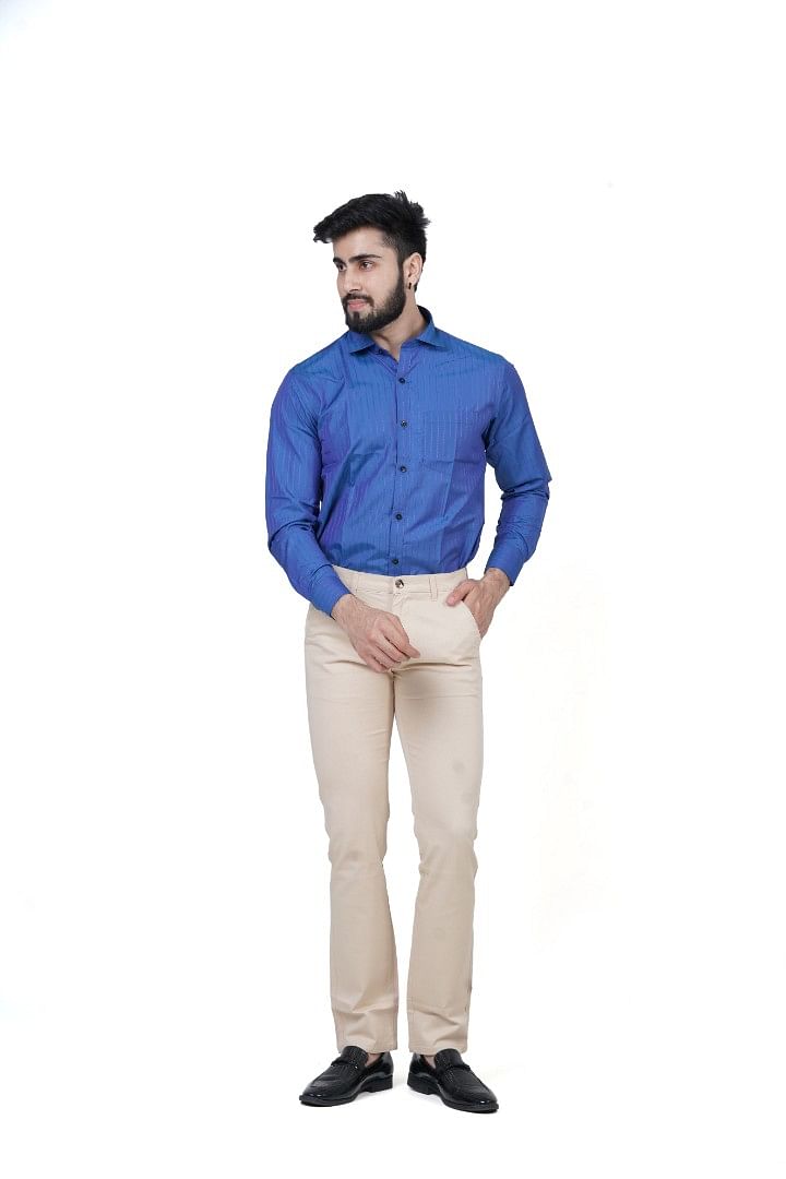 Authenzaa Men Formal Trouser FR-FT0033, Cream