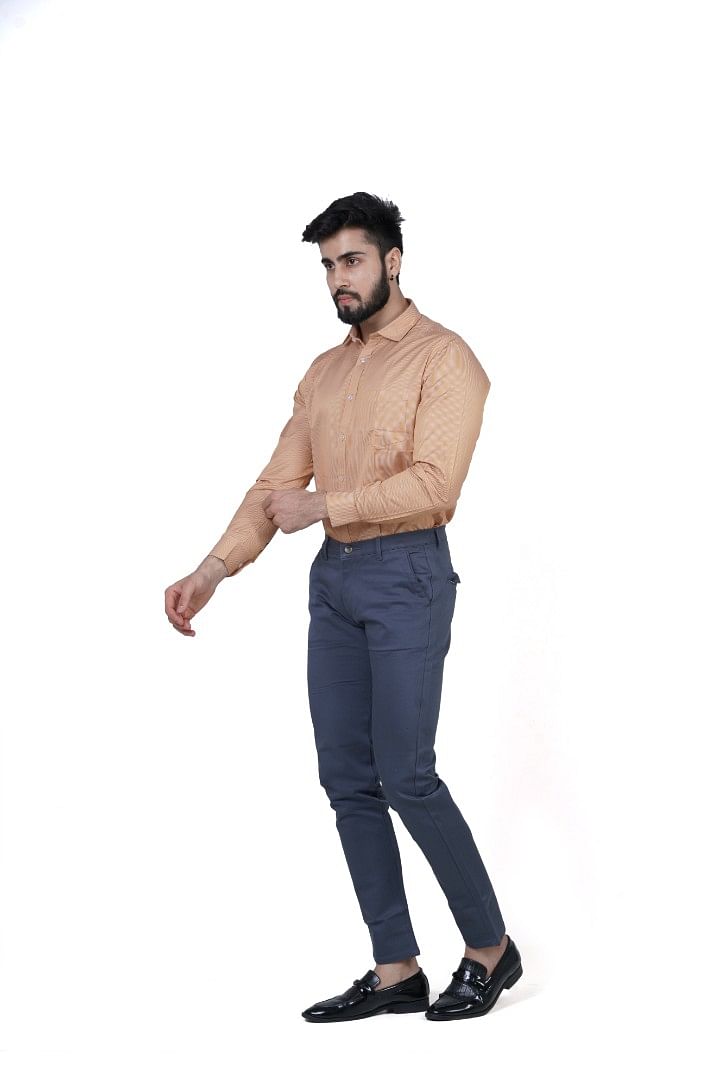 Authenzaa Men Cotton Trouser FS-0001, Teal Blue
