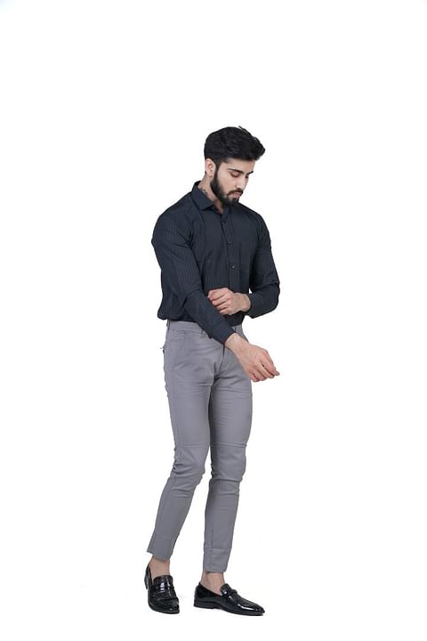 Authenzaa Men Casual Trouser FS-0002, Grey