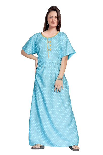 Authenzaa Women Nighty SMWN010 Sky Blue 