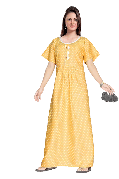 Authenzaa Women Nighty SMWN010 Yellow 