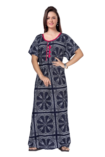 Authenzaa Women Nighty SMWN011 Navy 2 