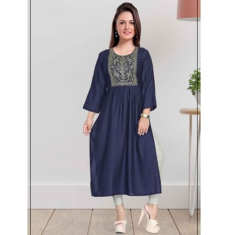 Authenzaa Women Kurti SMCKT001 Navy  