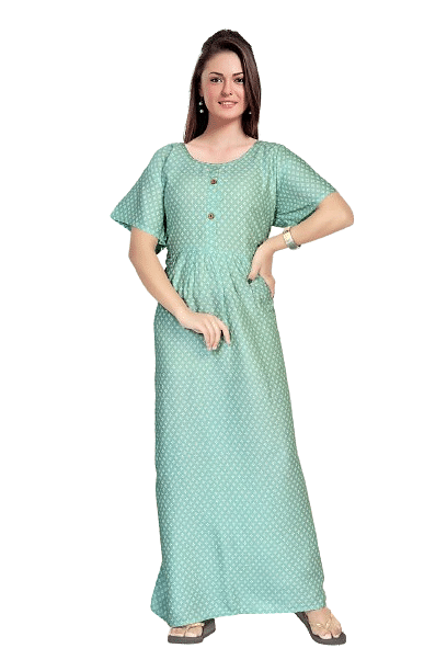 Authenzaa Women Nighty SMWN008 Light Green 