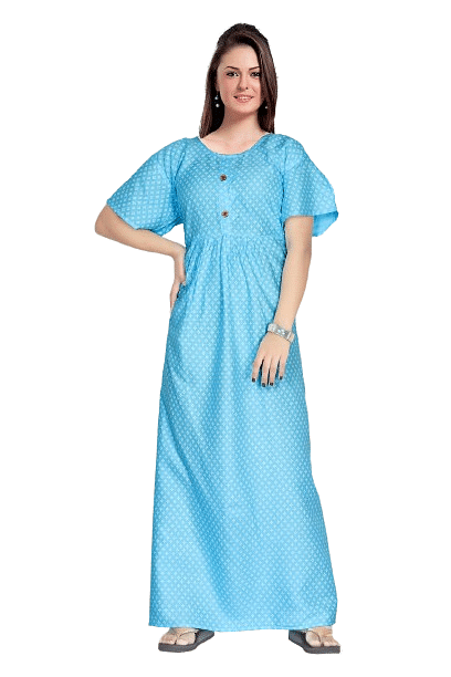 Authenzaa Women Nighty SMWN008 Sky Blue 