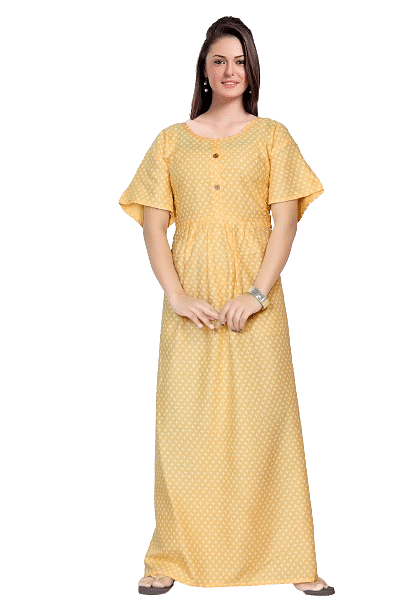 Authenzaa Women Nighty SMWN008 Yellow 