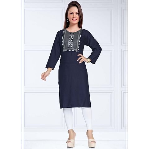 Authenzaa Women Kurti SMCKT002 Navy  