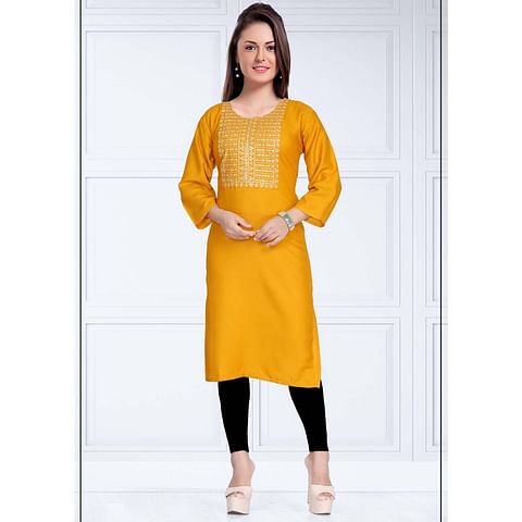 Authenzaa Women Kurti SMCKT002 Yellow  