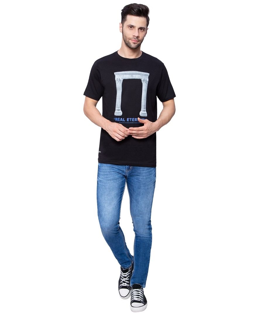 Authenzaa Men Round Neck T-Shirt SFRNT006 Black 