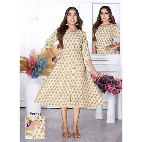 Authenzaa Women Kurti ATKT011 Cream 