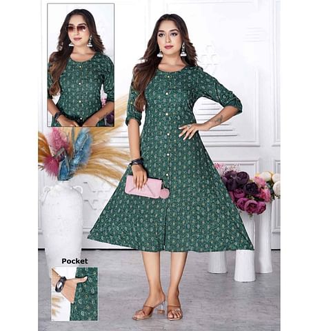 Authenzaa Women Kurti ATKT011 Mehandi 