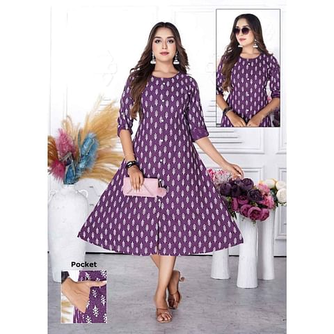Authenzaa Women Kurti ATKT011 Purple 