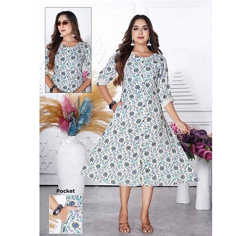 Authenzaa Women Kurti ATKT011 White 