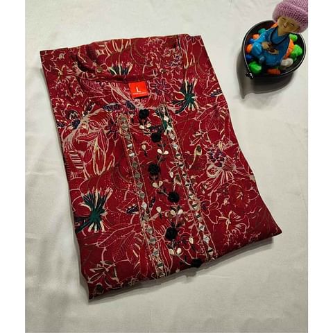 Authenzaa Women Kurti ATKT014 Maroon 