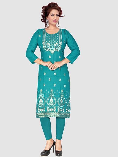 Authenzaa Women Kurti SFAKT003 Bottle Green 