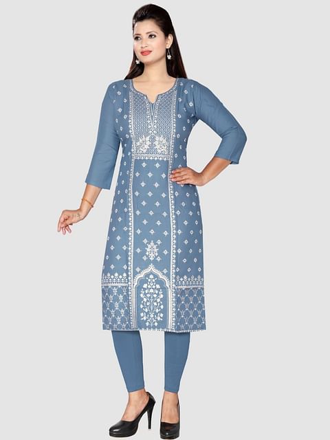 Authenzaa Women Kurti SFAKT003 Blue 