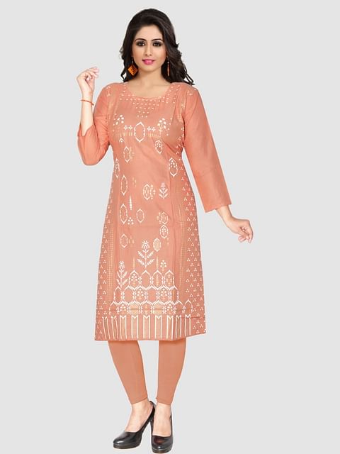 Authenzaa Women Kurti SFAKT003 Light Brown 