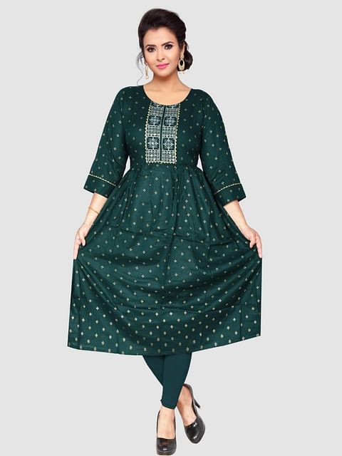 Authenzaa Women Kurti SFAKT004 Dark Mehandi 