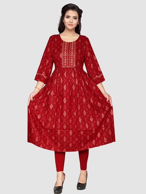 Authenzaa Women Kurti SFAKT004 Maroon 