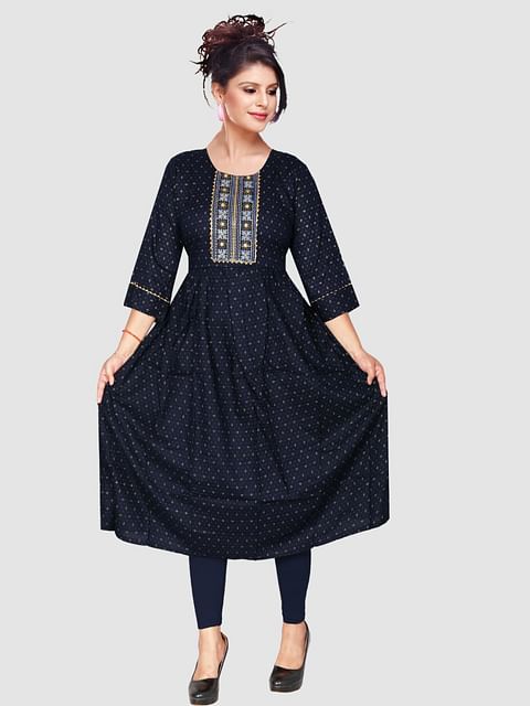 Authenzaa Women Kurti SFAKT004 Navy 