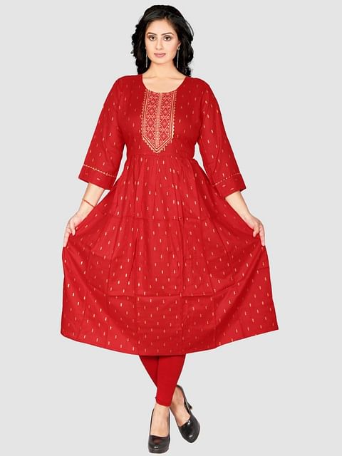 Authenzaa Women Kurti SFAKT004 Red 