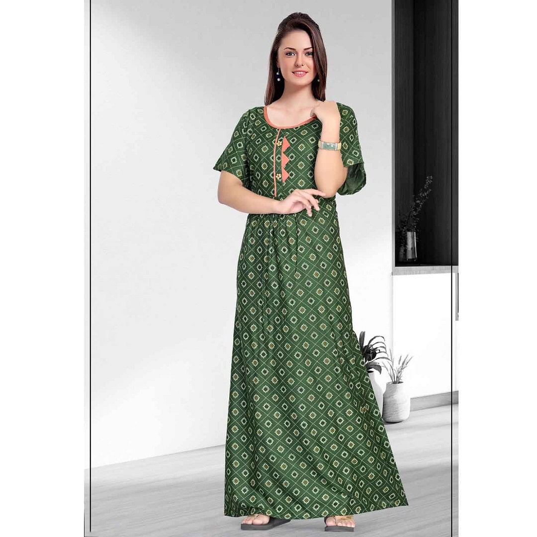 Authenzaa Women Nighty SMWN012 Green 