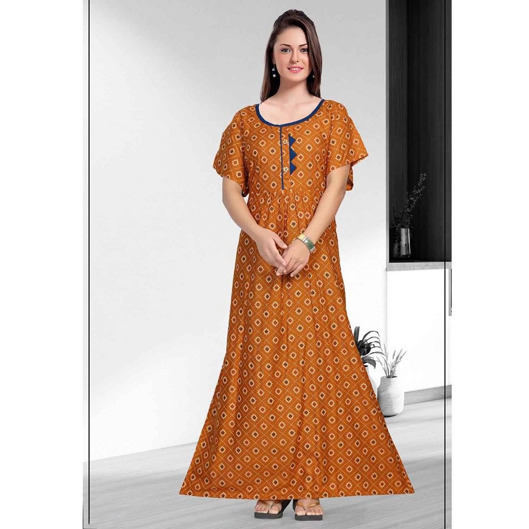 Authenzaa Women Nighty SMWN012 Brown 