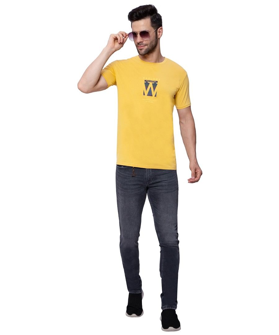Authenzaa Men Round Neck T-Shirt SFRNT007 Yellow 
