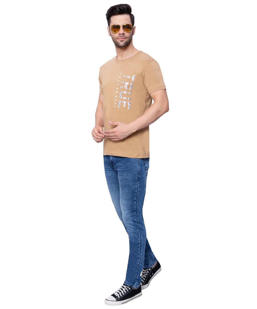 Authenzaa Men Round Neck T-Shirt SFRNT004 Khakhi 